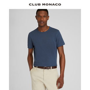 棉麻混纺正肩休闲百搭圆领短袖 T恤 MONACO男装 CLUB