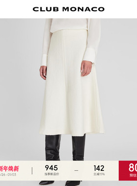 CLUB MONACO女士早秋肌理感优雅羊毛混纺中长款直筒A字裙