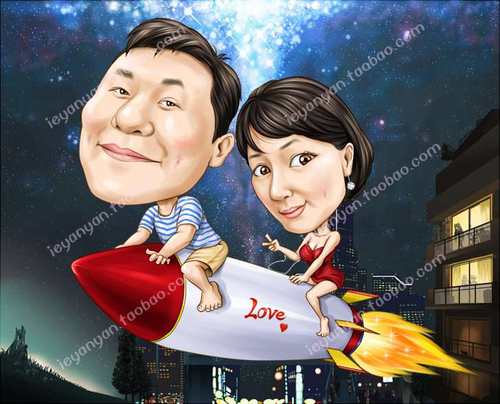 照片传手绘Q版真人漫画大头像设计插画卡通萌diy个性创意礼物装饰