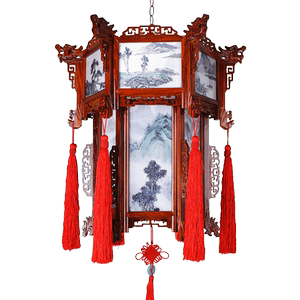中式仿古灯笼红木宫灯羊皮灯阳台结婚乔迁会所博物馆装饰吊灯