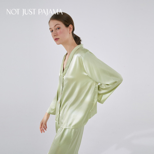 重磅真丝睡衣女珍珠扣长袖 Not Just Pajama 家居服套装