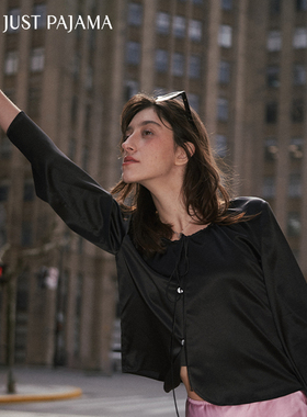 Not Just Pajama Silks In The City圆领抽绳上衣女真丝春夏开衫