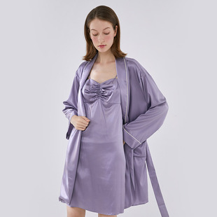 真丝睡衣女春夏桑蚕丝短款 Pajama 睡袍晨袍 Just Not