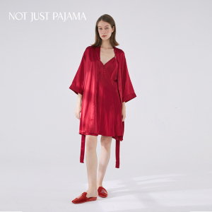 Not Just Pajama 100%真丝睡袍女夏新娘婚礼晨拍晨袍可定制刺绣