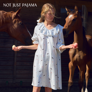 真丝斜纹五分袖 Not Pony小马系列 Pajama 甜美风睡裙连衣裙 Just