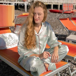 22姆米重磅真丝睡衣女爱心后领套装 Pajama Just Not