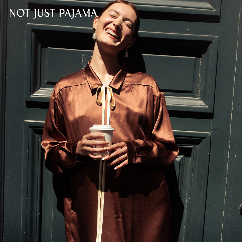 NJP抽褶真丝衬衫裙22姆米