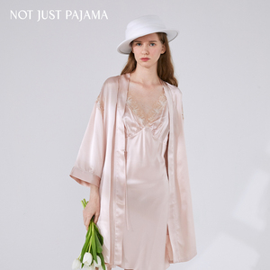 2件8折』Not Just Pajama 真丝晨袍蕾丝睡裙结婚新娘睡晨拍礼服