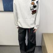 BUGU纯棉刺绣连帽高街勋章重磅宽松国潮牌上衣夏季 卫衣复古外套