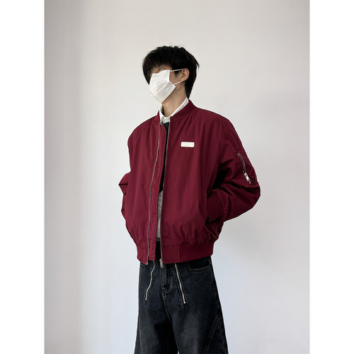 BUGU浮雕字母棒球服夹棉vibe风
