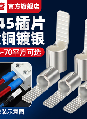 C45空开接线端子紫铜线鼻子冷压并线耳空气开关插针插片电线接头