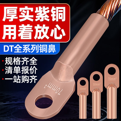 DT铜鼻子纯铜接线子紫铜线耳