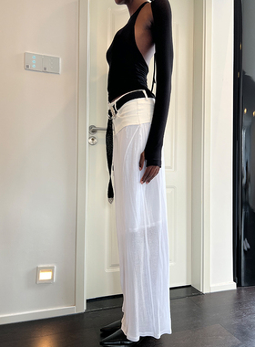 WEARABLE EVENT 拼接直筒半裙Deconstruct Splice Jeans