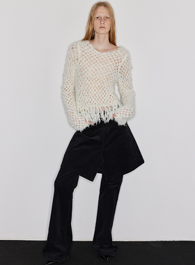 WEARABLE EVENT 特色长毛编织流苏套头  Longhair Fringed Sweate