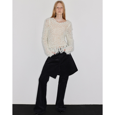 WEARABLE长毛纱编织流苏毛衣