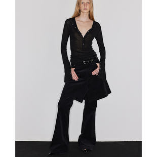 WEARABLE EVENT 假两件灯芯绒微喇裤