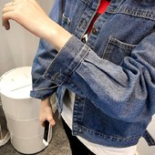 潮短款 潮流 宽松时尚 牛仔外套女胖mmbf风宽松宽松韩版 大码 bf个性
