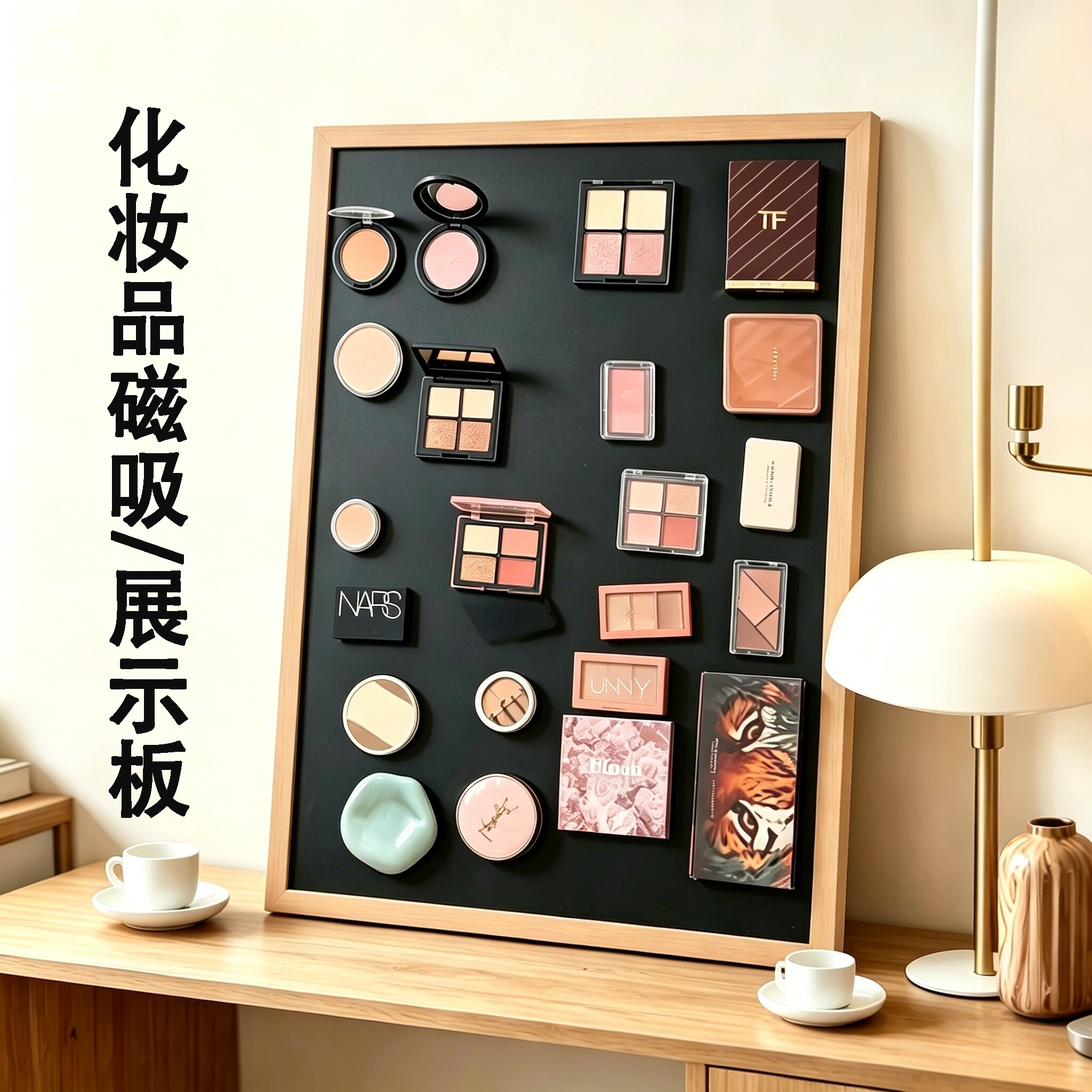 冰箱贴展示板磁吸免打孔化妆品收纳磁力置物架创意家用磁性挂墙式装饰板店铺菜单小黑板客厅背景板照片展示墙