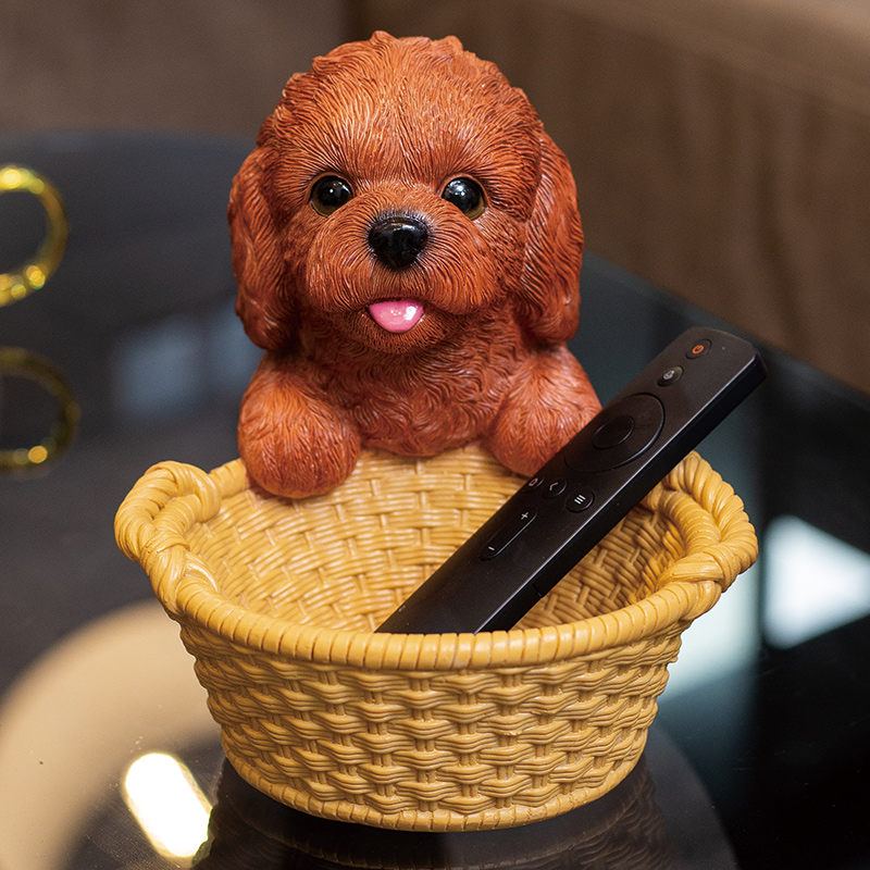 可爱泰迪玄关钥匙收纳摆件入门鞋柜家居装饰小摆设狗狗树脂工艺品