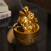 中式 潮流客厅办公家用防飞灰烟 防风高端烟灰缸带盖子轻奢创意个性