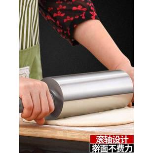 饺子皮擀面杖神器不锈钢家用大号擀面棍赶面棒滚轴走锤杆皮压面杖