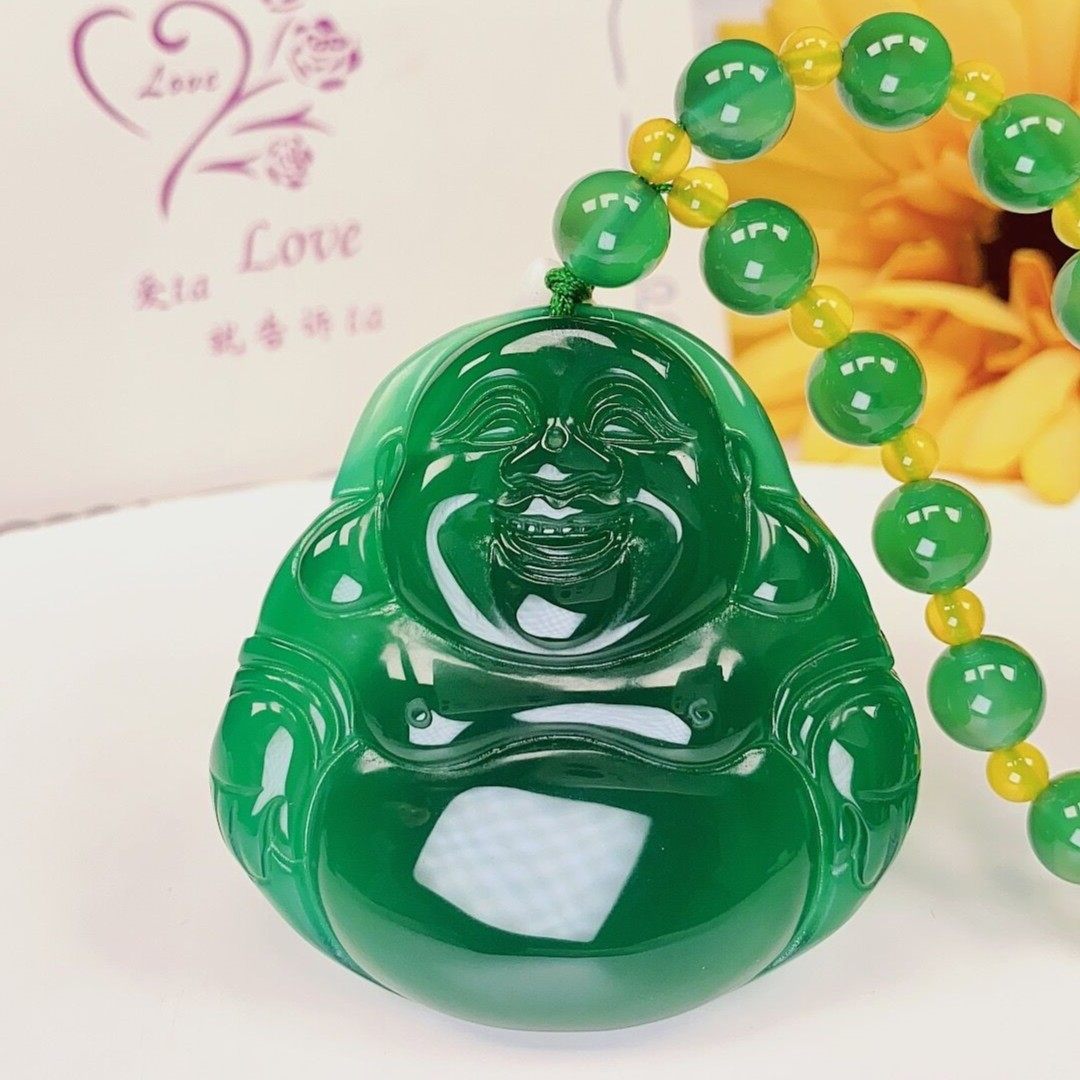 【镇店之宝】天然帝王绿玉髓佛公笑脸大肚佛带证书礼盒