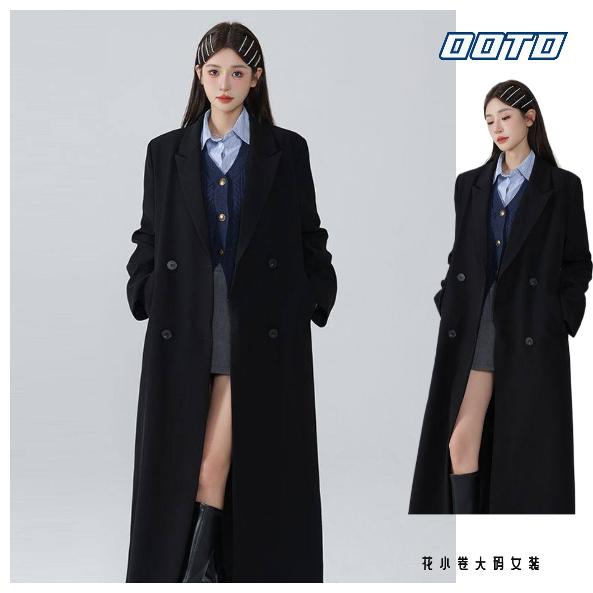 秋冬新款高级感年轻呢子大衣女韩版中长款修身毛呢慵懒风加厚外套