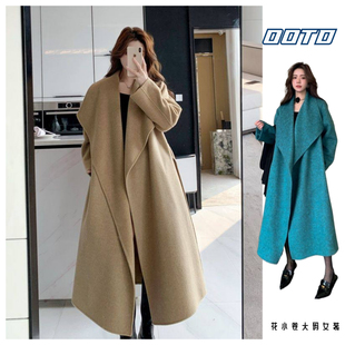 大码双面羊毛羊绒毛呢高级显瘦新款长款气质外套高端秋冬加厚大衣