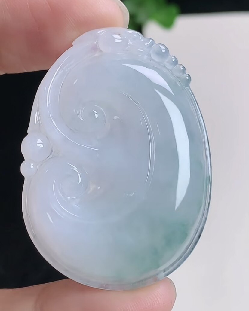 天然A货翡翠 缅甸正品玉坠  冰润飘花如意吊坠