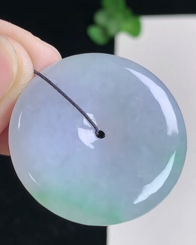 天然A货翡翠 缅甸正品玉坠 冰润春彩平安扣吊坠