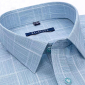 宽松免烫商务休闲棉衬衣中年人高档寸衫 爆款 男士 薄款 格子衬衫 长袖