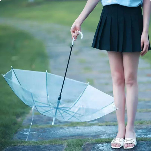 轻便透明长柄雨伞网红拍照