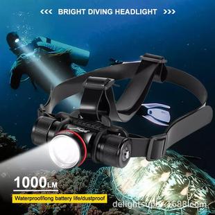 厂家直销 DH06电量提示功能一件代发 跨境水陆双用L2潜水头灯DH01