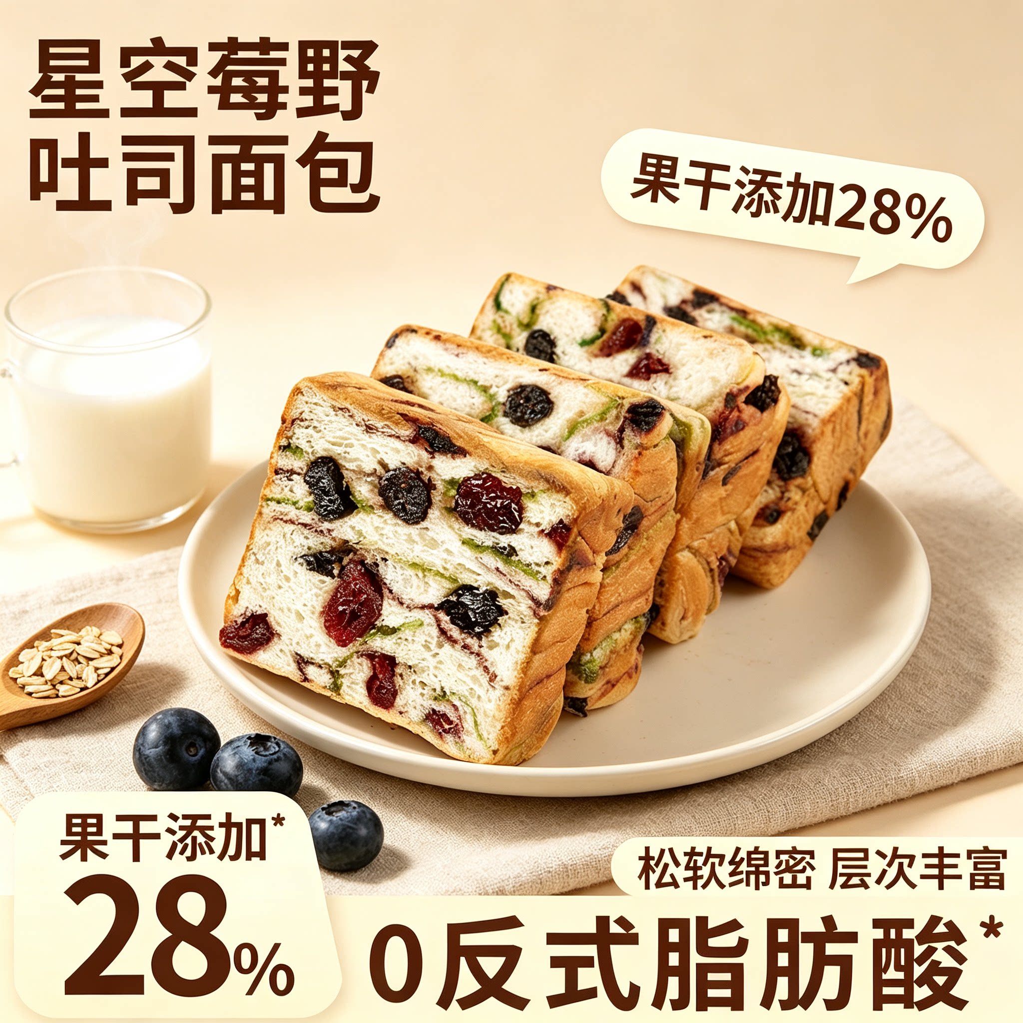 其妙星空莓野小吐司面包早餐饱腹图片