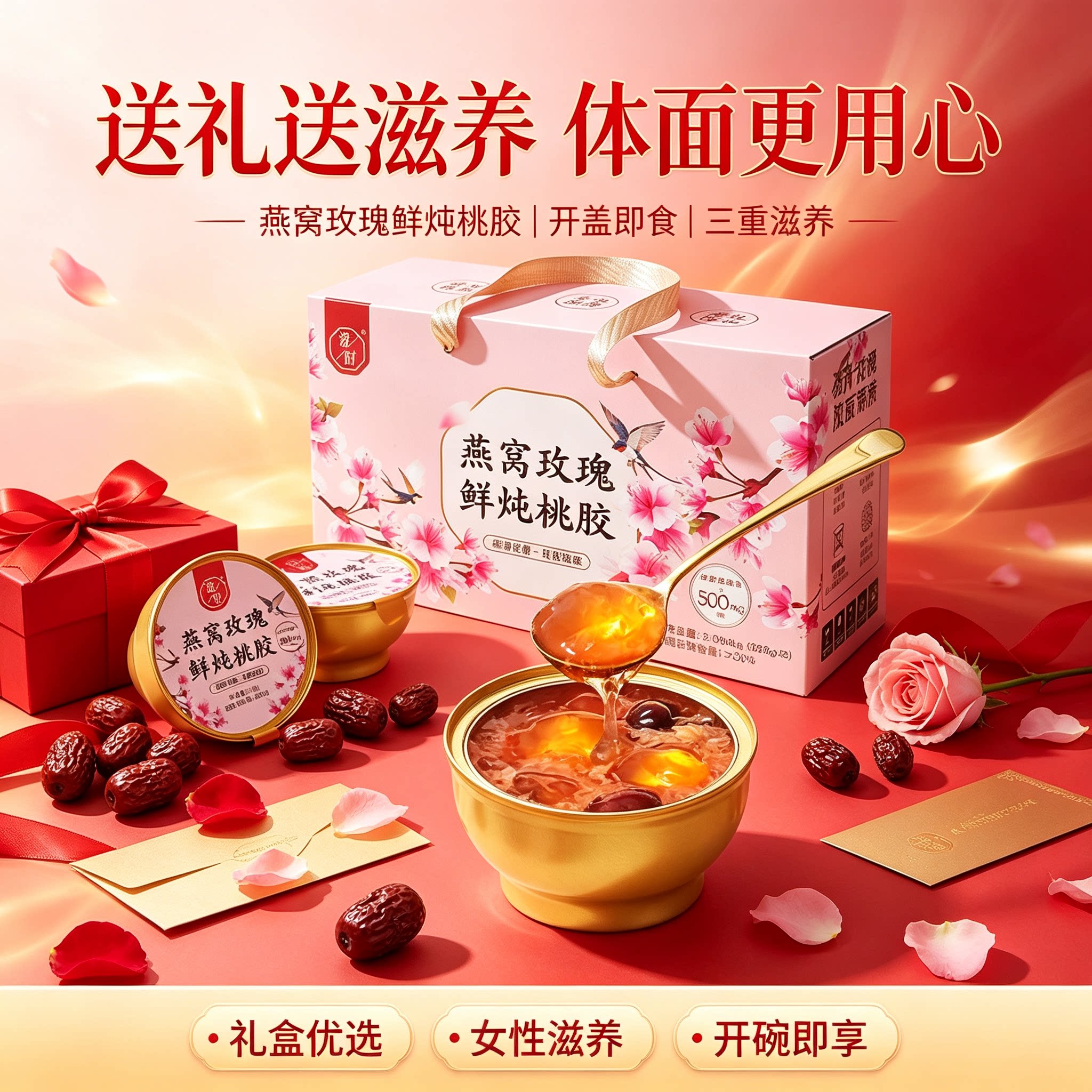 滋时燕窝玫瑰鲜炖桃胶即食礼盒