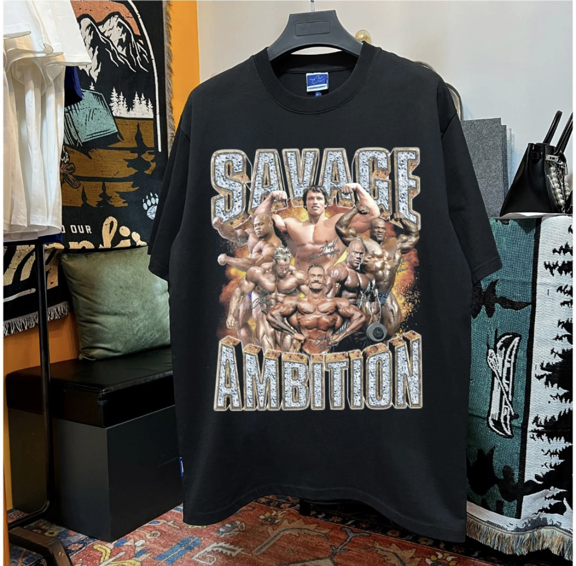 短袖美式宽松青少年健美衣服重磅