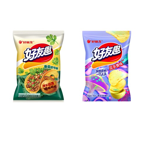 【新品】好丽友薯片见手青味70克好友趣香菜塔可味65克休闲零食品