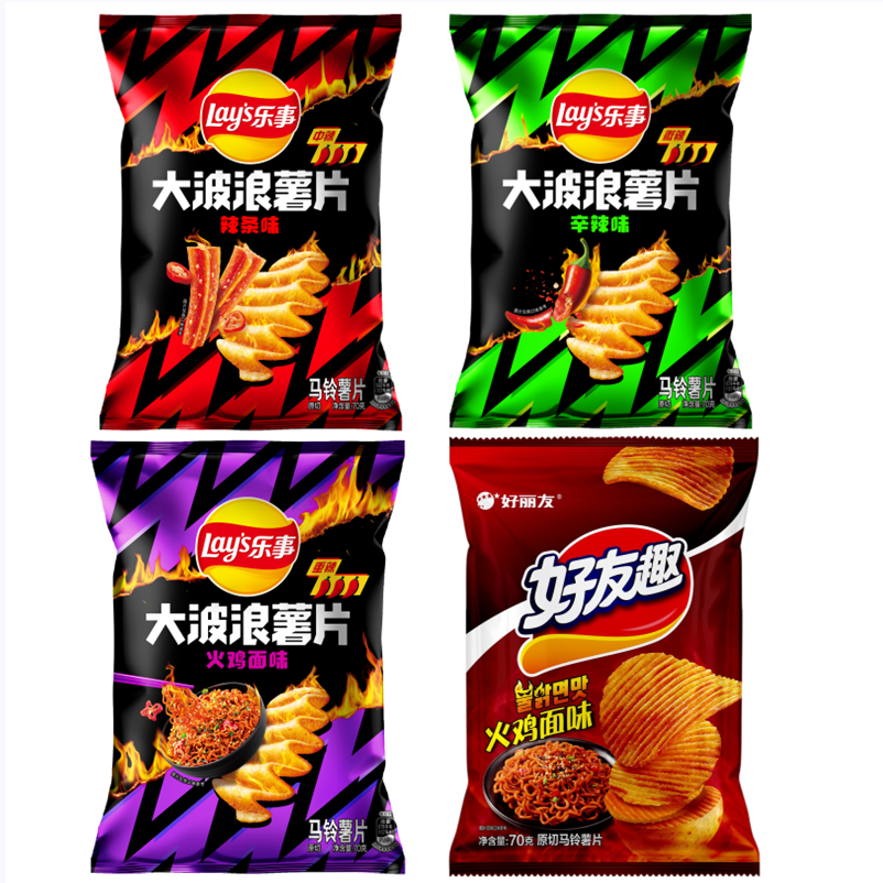 乐事大波浪薯片火鸡面味辣条味辛辣味好友趣薯片火鸡面味休闲零食