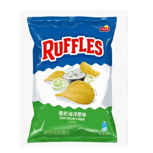 【新品】乐事RUFFLES莱芙士薯片82g酸奶油洋葱味休闲膨化零食小吃