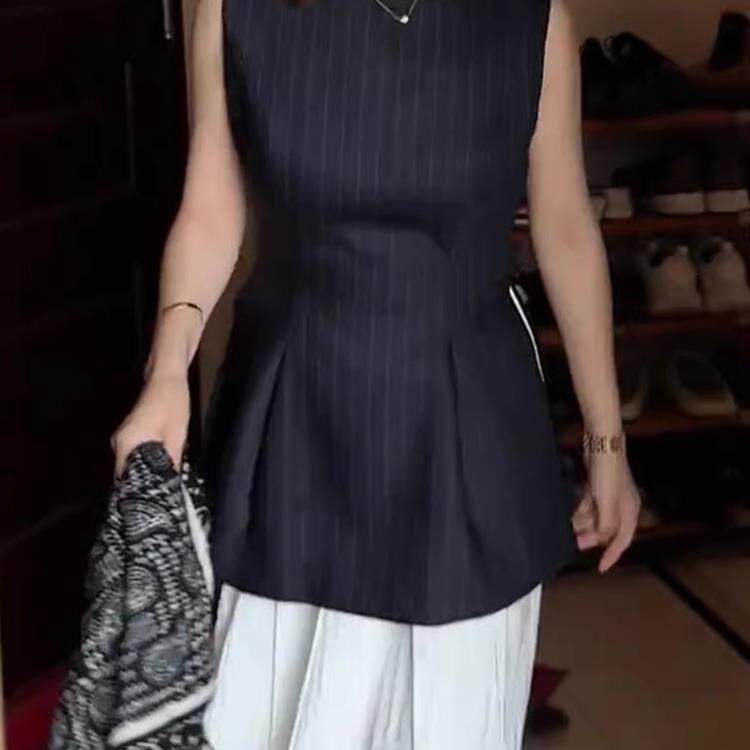 法式小个子赫本风无袖西装上衣2025新款夏季小香风时尚轻奢背心女