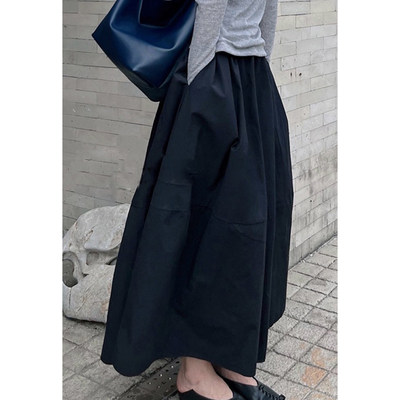 黑色花苞半身裙女秋冬202