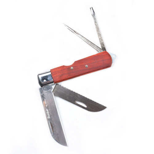 邦克不锈钢红木柄电工刀四用