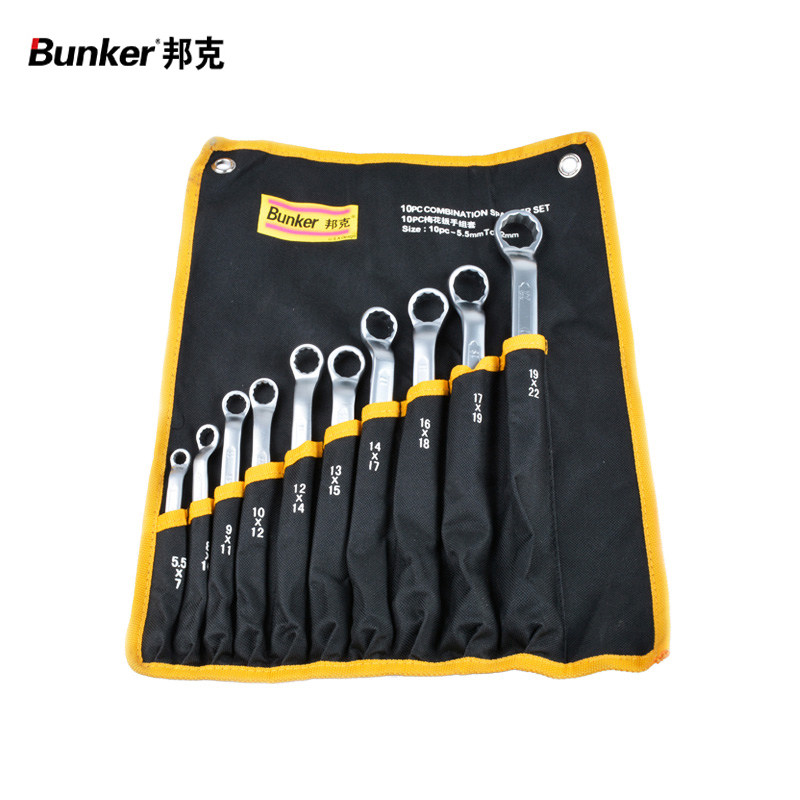 邦克(Bunker) （牛津布包）珍珠镍梅花扳手10件组套