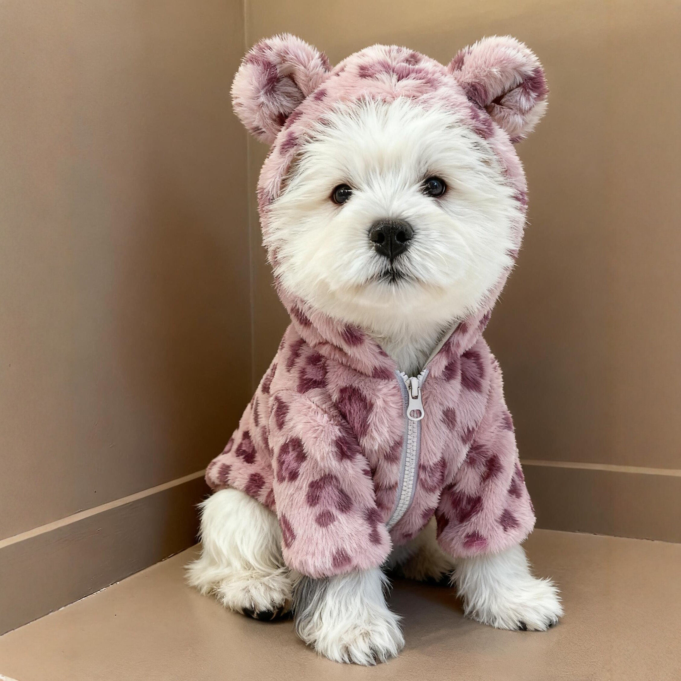 狗狗衣服冬季豹纹连帽卫衣加绒