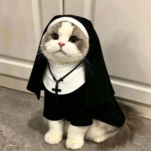 猫咪衣服万圣节可爱修女服狗狗搞