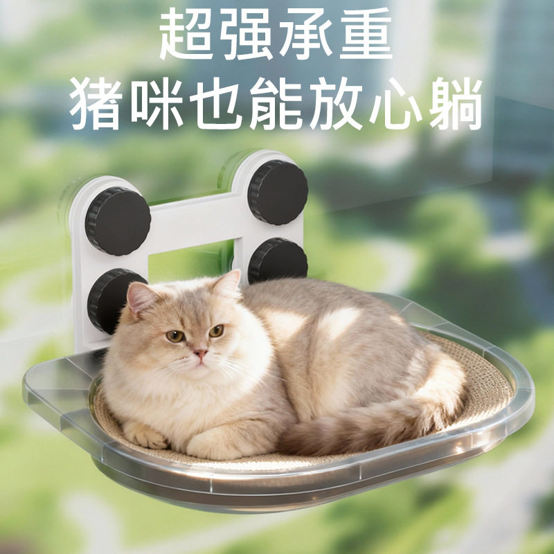 窗户吸盘悬空猫吊床晒太阳抓板图片