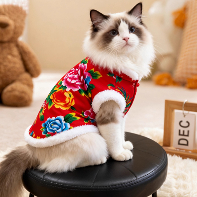 猫咪衣服东北大花袄秋冬保暖加厚