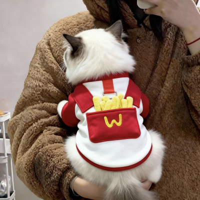 猫咪衣服可爱薯条牵引衣秋款薄绒