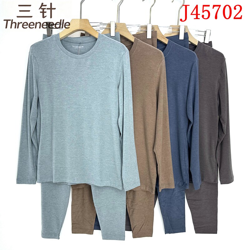 三针内衣J45702男士圆领奶酪牛奶美绒衣发热磨毛秋衣秋裤保暖套装