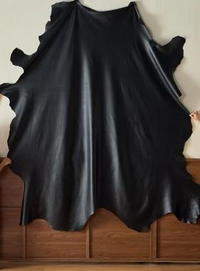 头层真牛皮皮料皮革面料沙发软包座椅翻新DIY小样黑色真皮皮料